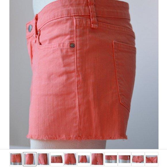 Frayed Hem Denim Jeans Short Women sz 27 Salmon Pink by Gap 1969 - Picture 2 of 8